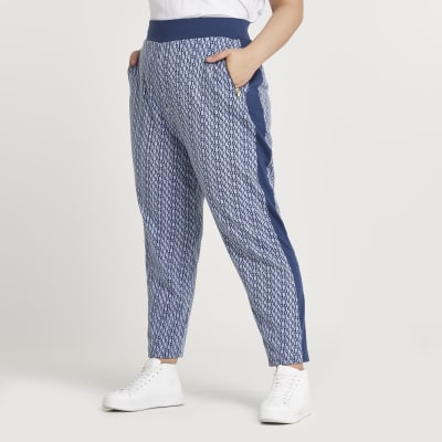 Plus blue RI monogram jaquard slim joggers