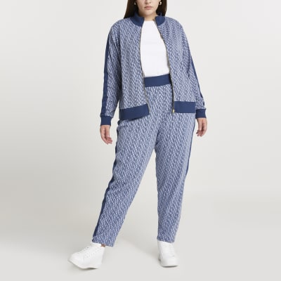 Plus blue RI monogram zip through jacket