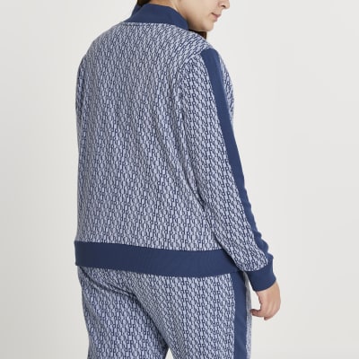 Plus blue RI monogram zip through jacket