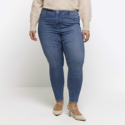 Plus blue skinny fit bum sculpt jeans River Island