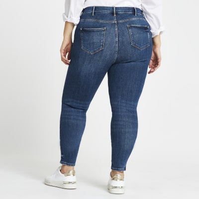 Plus blue skinny ripped Molly jeggings