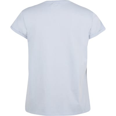 Plus blue turn up short sleeve t-shirt