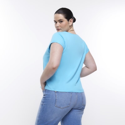 Plus blue v neck t-shirt