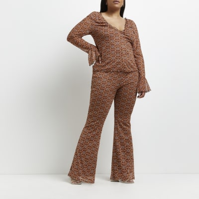 floral flared trousers