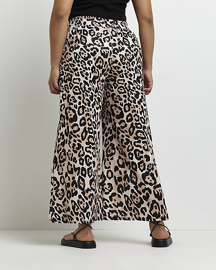 Plus brown leopard print culottes