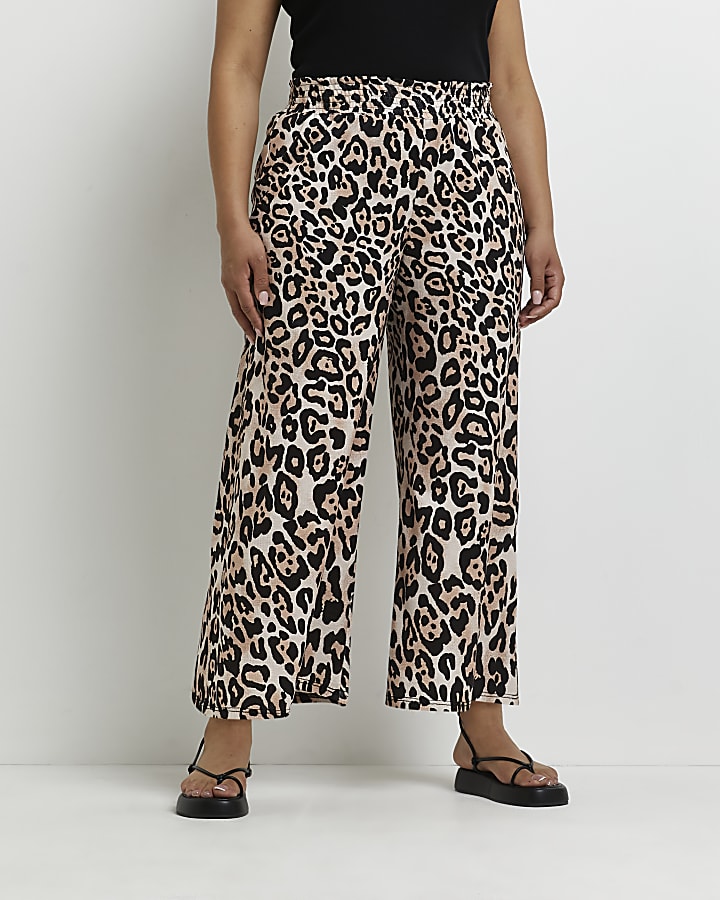 Plus brown leopard print culottes