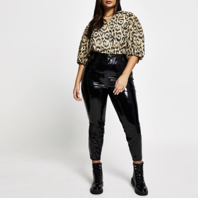 Plus brown leopard print shirt