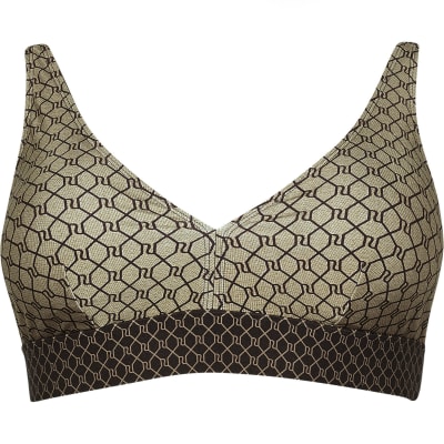 Plus brown RI monogram bikini top
