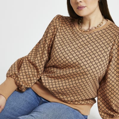 Plus brown RI monogram sweatshirt