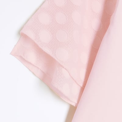 Plus coral frill short sleeve t-shirt
