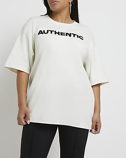 Plus cream 'Authentic' oversized t-shirt