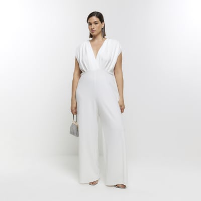 Plus cream embellished jumpsuit River Island