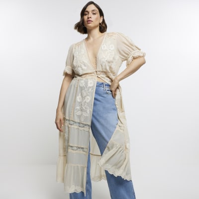 Plus Cream Lace Cover Up River Island