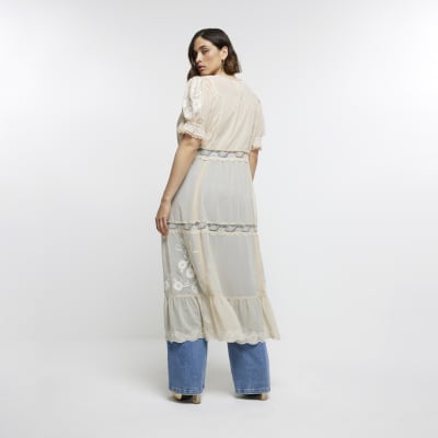 Plus Cream Lace Cover Up River Island