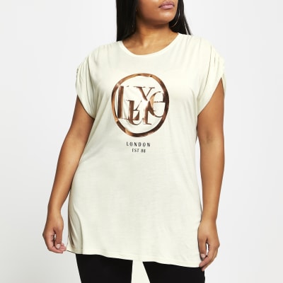 Plus cream 'Luxe' short sleeve t-shirt