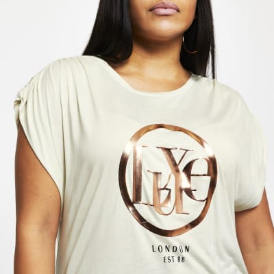 Plus cream 'Luxe' short sleeve t-shirt