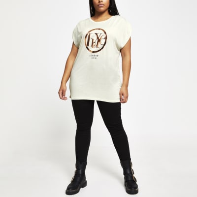 Plus cream 'Luxe' short sleeve t-shirt