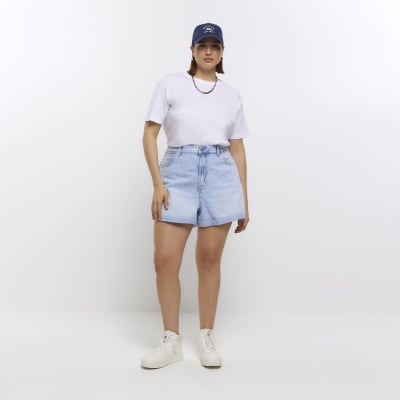Plus Denim Blue Mom Shorts