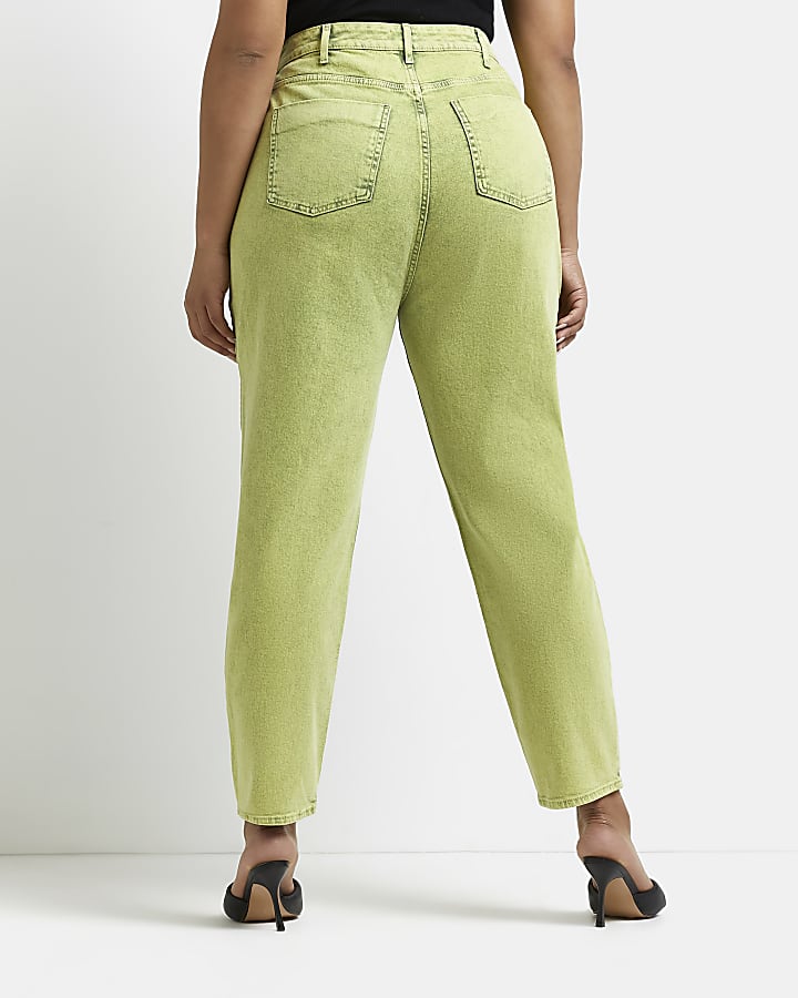 Plus green high waisted mom jeans