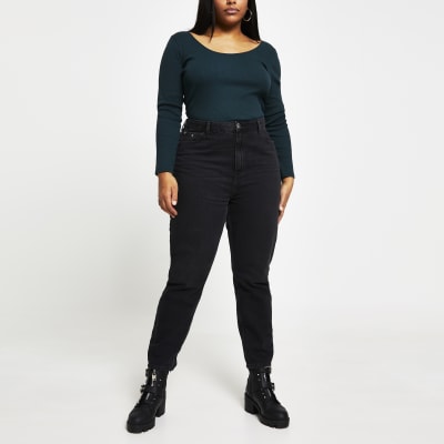 Plus Green long sleeve fitted top