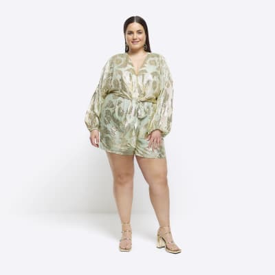 Plus Size Plus Size Cream Luxe Ethnic Print Centre Pleat Top Online in  India