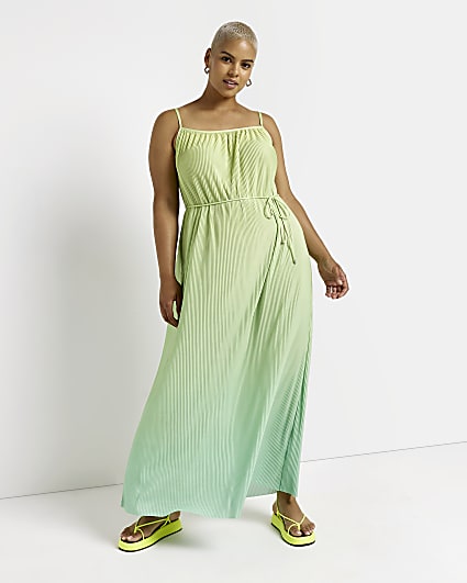 Plus green ombre cami maxi dress