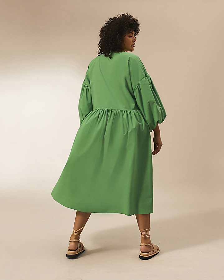Plus green RI Studio cotton oversized dress