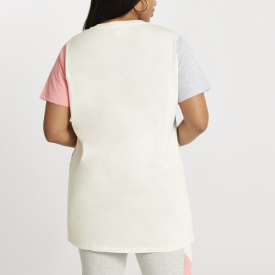 Plus grey diagonal colour block jumbo t-shirt