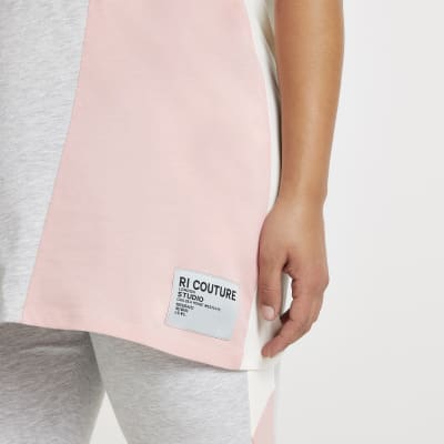 Plus grey diagonal colour block jumbo t-shirt