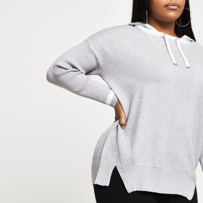 Plus grey knitted hoodie