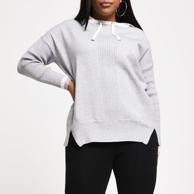 Plus grey knitted hoodie