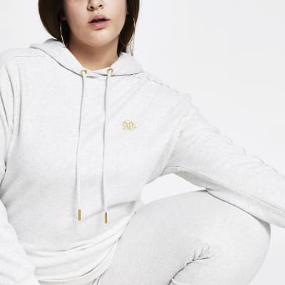 Plus grey long sleeve RI branded hoodie