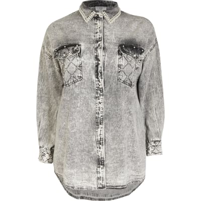 river island denim shirts