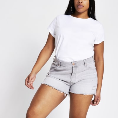 grey ripped shorts