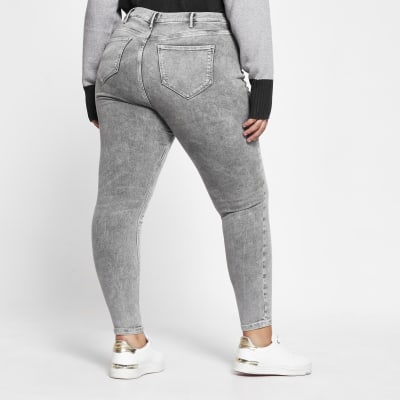 Plus grey skinny mid rise Molly jeggings