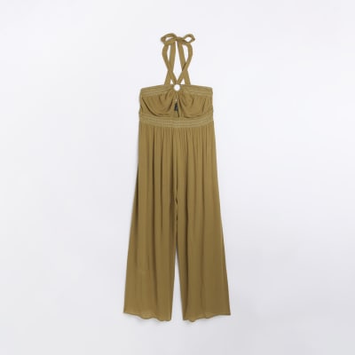 Plus khaki bandeau jumpsuit River Island