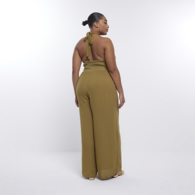 Plus khaki bandeau jumpsuit River Island