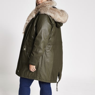 khaki fur parka