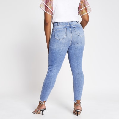 Plus light blue rip Molly mid rise jeggings
