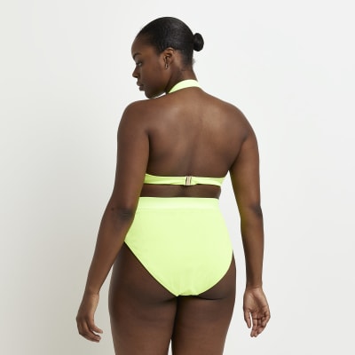 Plus lime green bikini top River Island