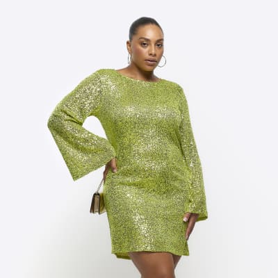 Lime green sequin discount dress