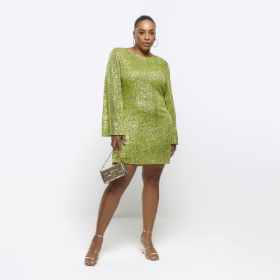 Plus lime green sequin bodycon mini dress