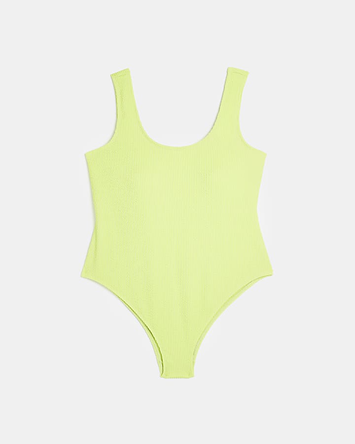Plus lime green textured swimsuit