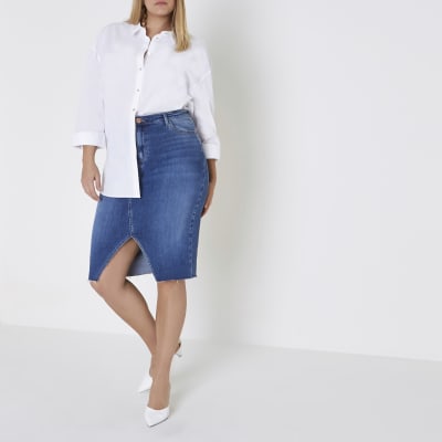 river island denim midi skirt