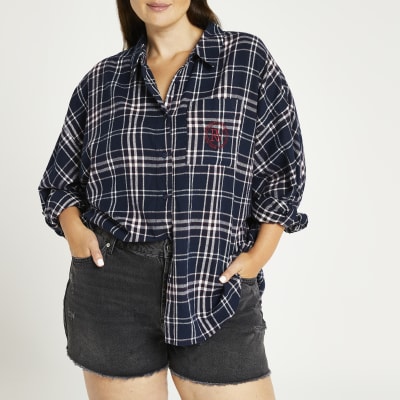 navy check shirt women