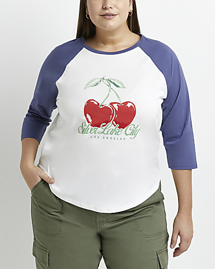 Plus navy cherry graphic print t-shirt
