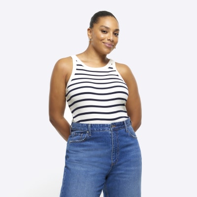 Plus navy stripe racer vest