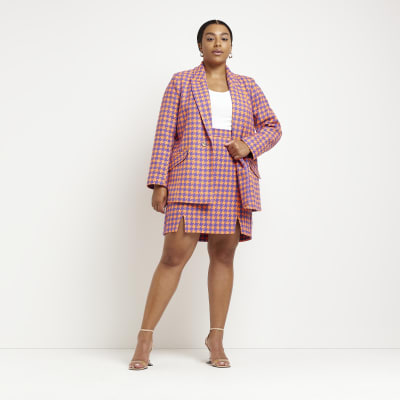 Plus orange dogtooth mini skirt River Island