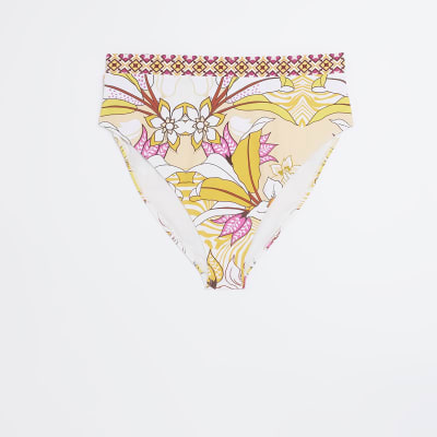 Plus orange floral bikini bottoms