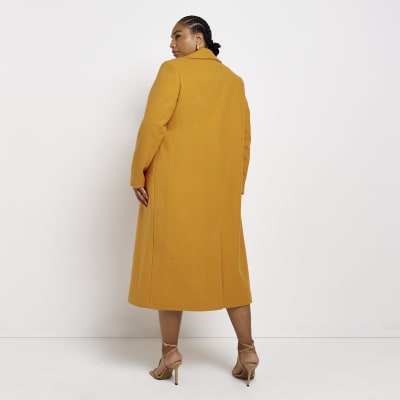Plus orange straight longline coat River Island